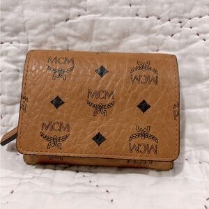 Authentic MCM Cognac small trifold wallet